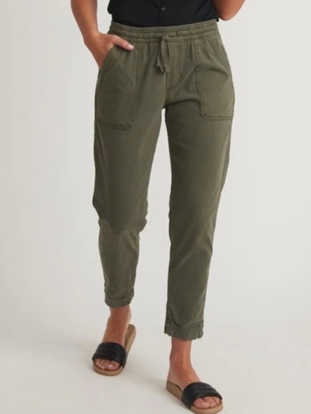 Marine Layer Emmy Jogger Pants Stretch Utility Tapered Leg Olive Green S